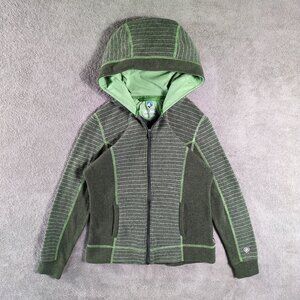 Kuhl Jacket Womens XS Green‎ Full Zip Chianti Fleece Wool Blend Hooded